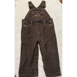 Y2K 2008 Gymboree Boys Brown Corduroy Embroidered Overalls‎ Size 12-18 Mos